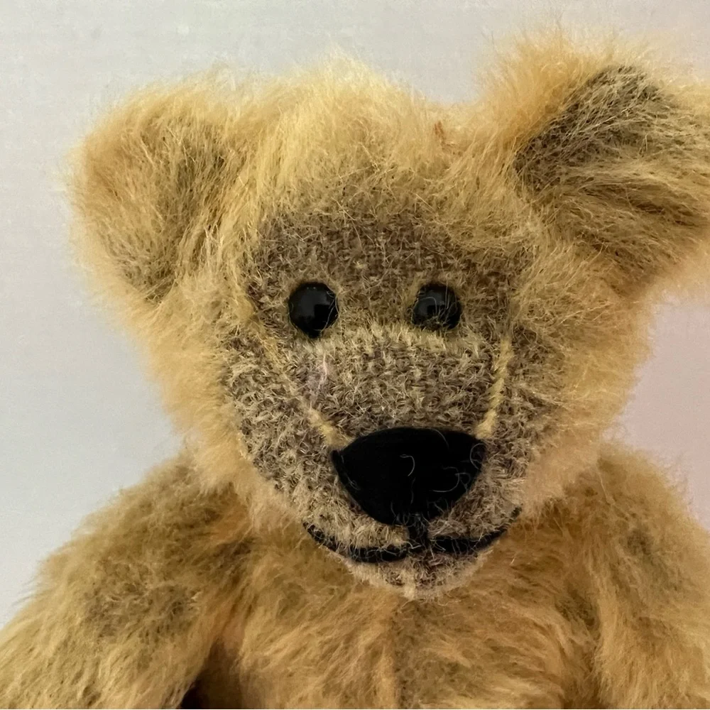 Vintage Unbranded 12” Jointed Posable Mohair Teddy Bear Plush Caramel Color